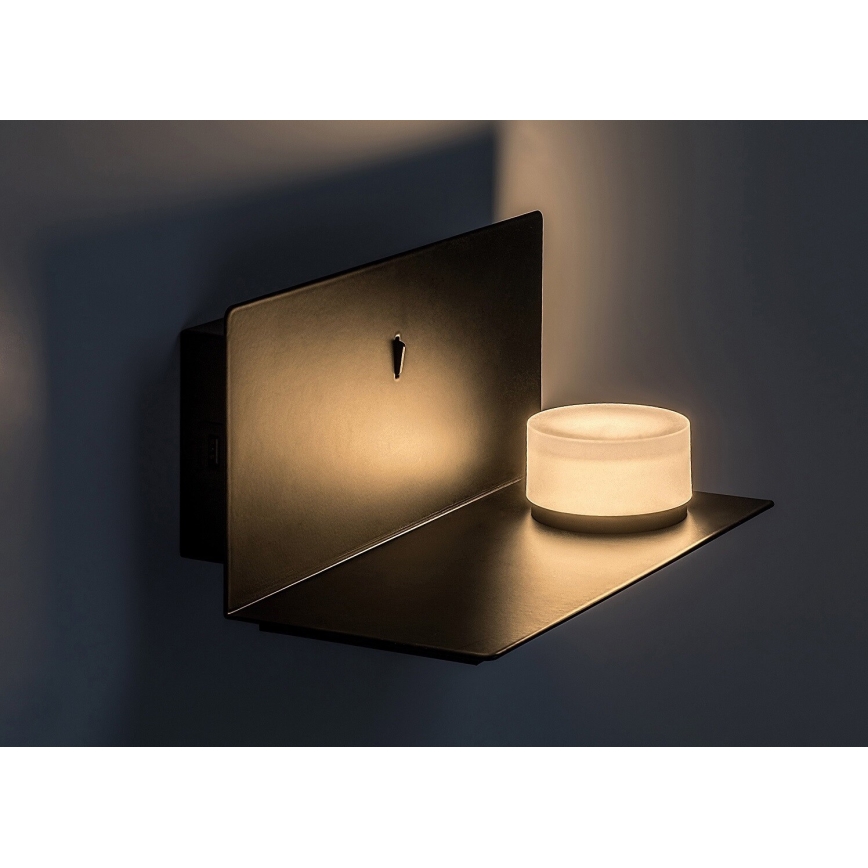 Rabalux - LED Riiuliga seinavalgusti ja USB portem LED/6W/230V 3000K