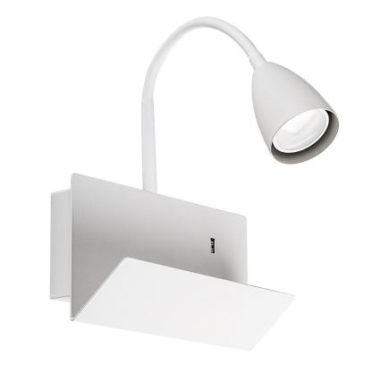 Rabalux - Seinavalgusti koos riiuliga ja USB port 1xGU10/25W/230V valge