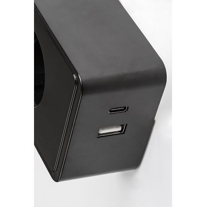 Rabalux - LED hämardatav seinavalgusti LED/4W/230V USB-pordiga, pistikupessa ühendatav, 3000/4000/6000K, must