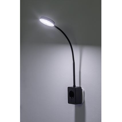 Rabalux - hämardatav LED-seinavalgusti LED/4W/230V USB-pordiga pistikuga, must