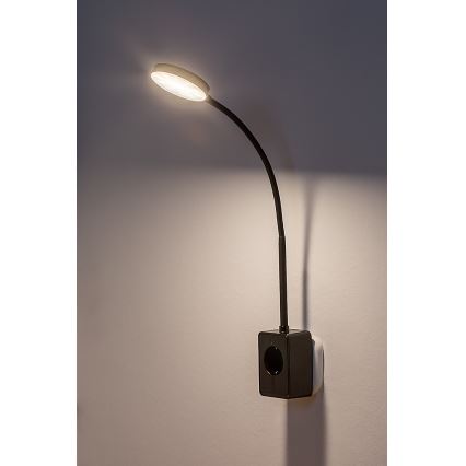 Rabalux - hämardatav LED-seinavalgusti LED/4W/230V USB-pordiga pistikuga, must
