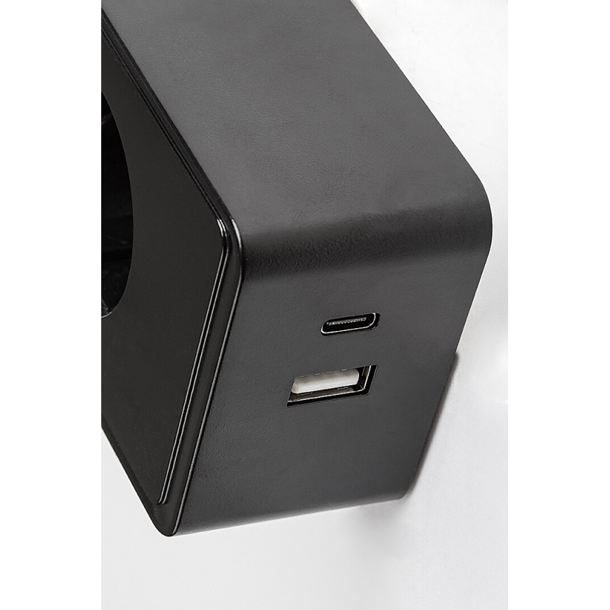 Rabalux - hämardatav LED-seinavalgusti LED/4W/230V USB-pordiga pistikuga, must