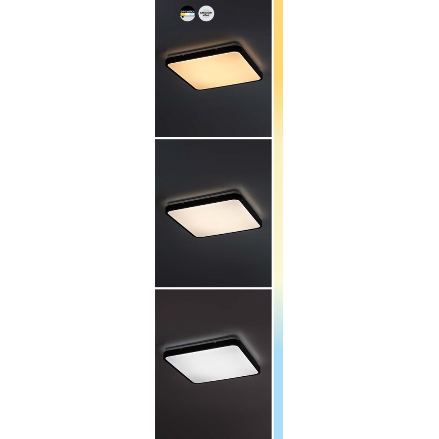 Rabalux - LED Laevalgusti vannituppa LED/36W/230V 3000/4000/6000K IP44 42x42 cm must