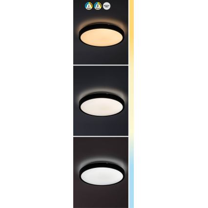 Rabalux - LED Hämardatav laevalgusti vannituppa LED/24W/230V 3000-6000K IP44 d. 35,5 cm must + kaugjuhtimispult
