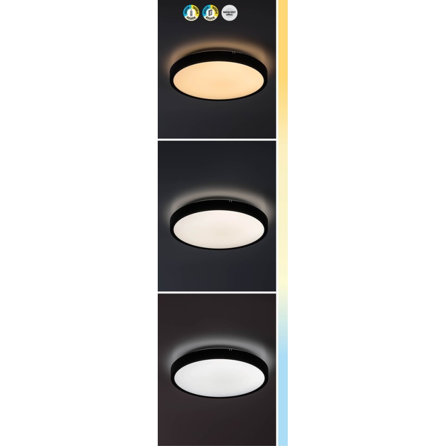 Rabalux - LED Hämardatav laevalgusti vannituppa LED/24W/230V 3000-6000K IP44 d. 35,5 cm must + kaugjuhtimispult