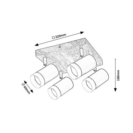 Rabalux - Kohtvalgusti lakke 4xGU10/5W/230V tamm