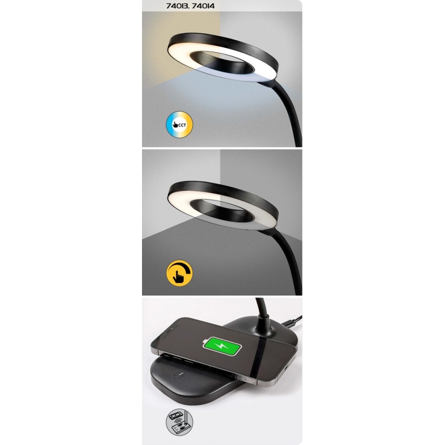 Rabalux - LED Hämardatav puutetundlik laualamp juhtmevaba laadimisega LED/5W/5V 2700-6000K valge