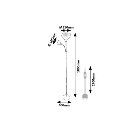 Rabalux - põrandalamp 1xE27/60W/230V + 1xE14/25W beež