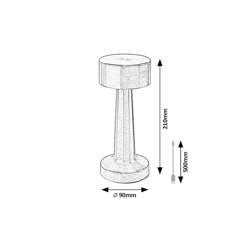 Rabalux - LED Puutetundlik laetav laualamp LED/2,7W/5V 1200mAh 3000/4000/6000K matt kroom