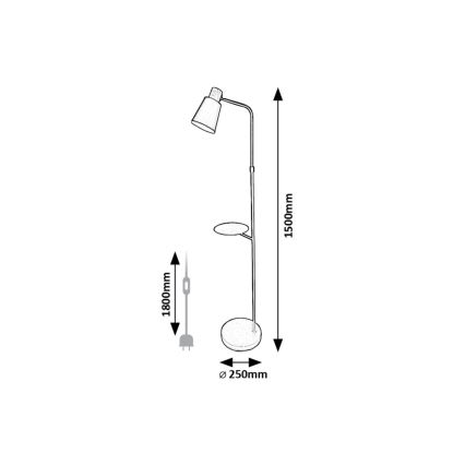 Rabalux - Põrandalamp riiuliga 1xE27/40W/230V must