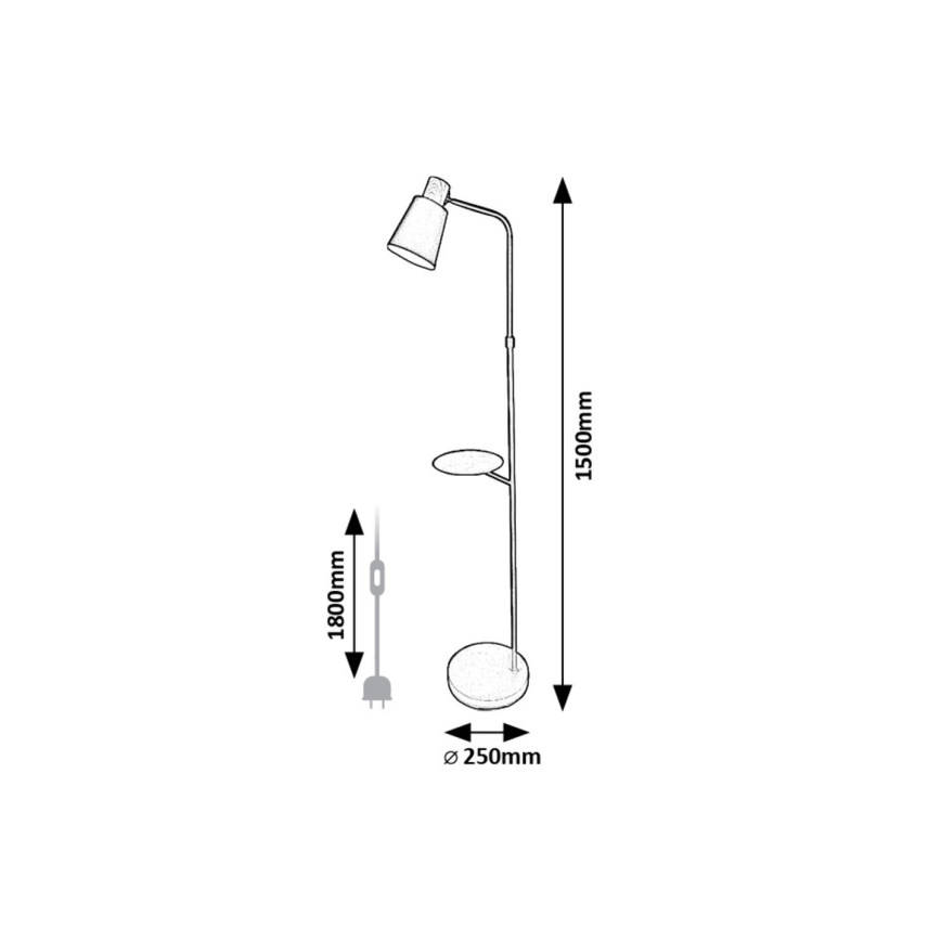 Rabalux - Põrandalamp riiuliga 1xE27/40W/230V must