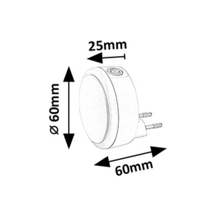 Rabalux - LED Öövalgusti pistikupessa koos hämardusanduriga LED/0,3W/230V 3000K