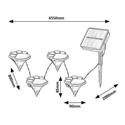 Rabalux - LED Päikesepaneeliga valgusti 4xLED/0,06W/1,2V IP44