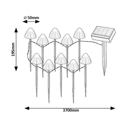 Rabalux - LED Päikesepaneeliga valgusti 10xLED/0,2W/1,2V IP44