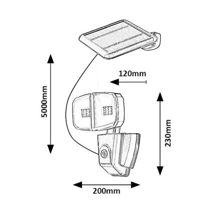 Rabalux - LED Päikesepaneeliga prožektor anduriga LED/12W/3,7V IP44