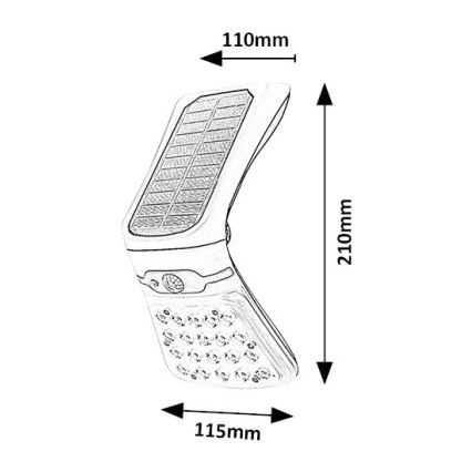 Rabalux - LED Hämardatav päikesepaneeliga valgusti anduriga LED/4W/3,7V IP44