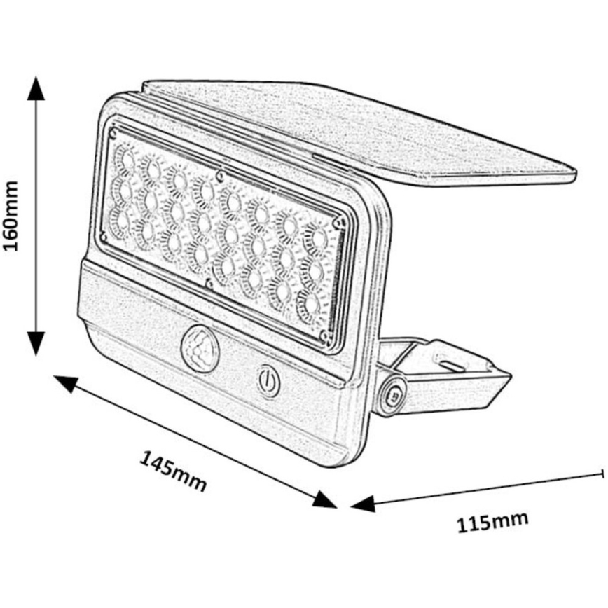 Rabalux - LED Päikesepaneeliga seinavalgusti koos anduriga LED/7W/3,7V IP54 must