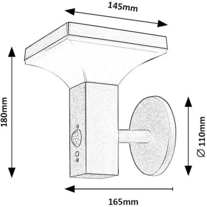 Rabalux - LED Päikesepaneeliga seinavalgusti koos anduriga LED/4W/230V IP44 must