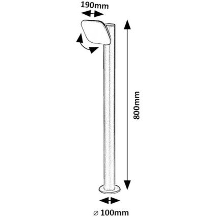 Rabalux - LED Välivalgusti LED/12W/230V IP44 80 cm must