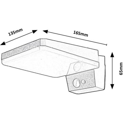 Rabalux - LED reguleeritav päikeseenergia seinavalgusti sensoriga LED/4,4W/3,7V IP54 must 2200 mAh