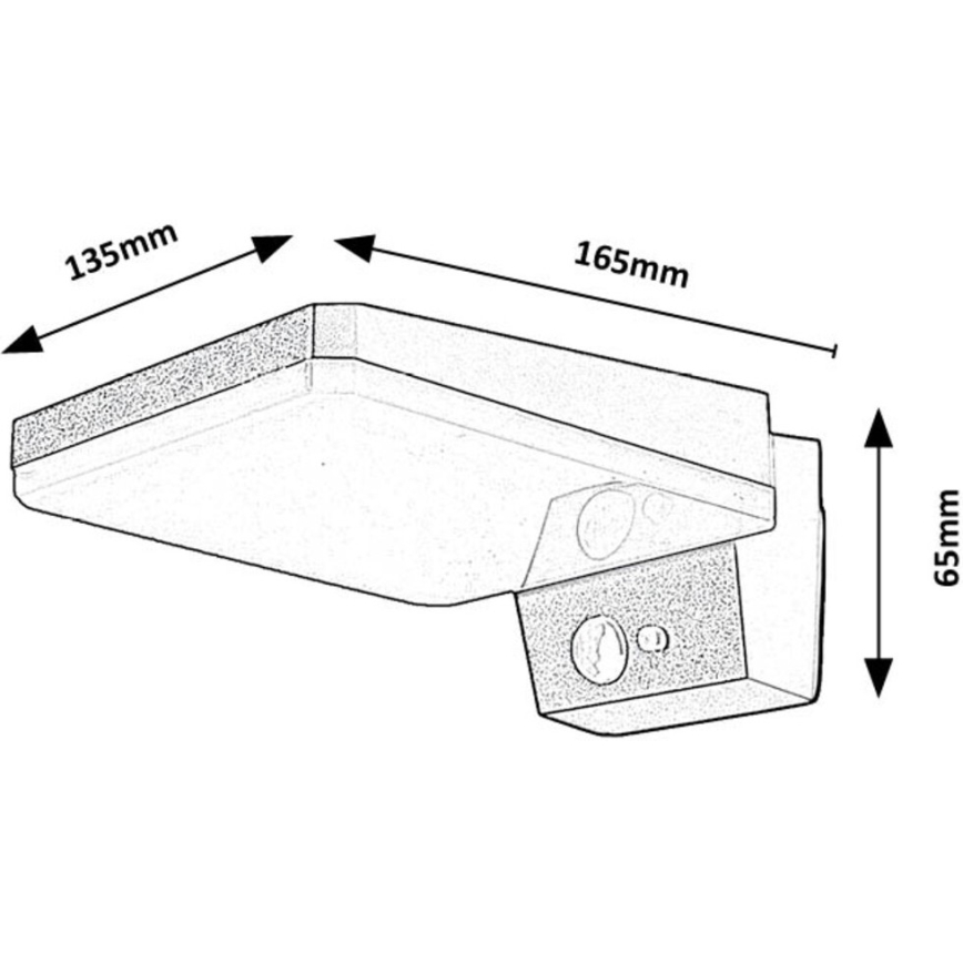 Rabalux - LED reguleeritav päikeseenergia seinavalgusti sensoriga LED/4,4W/3,7V IP54 must 2200 mAh