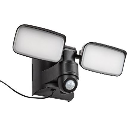 Rabalux - LED Päikesepaneeliga paindlik seinavalgusti anduriga ja väline paneel 2xLED/5W/3,7V IP54 must