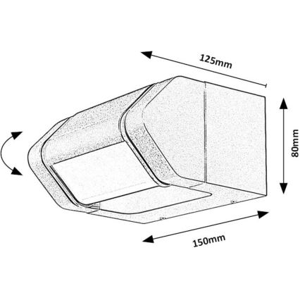 Rabalux - LED Paindlik väli seinavalgusti LED/8W/230V IP54 antratsiit