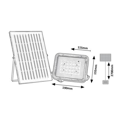 Rabalux - LED Päikesepaneel prožektor LED/6,5W/3,2V 3000/4000/6500K 1000mAh IP65
