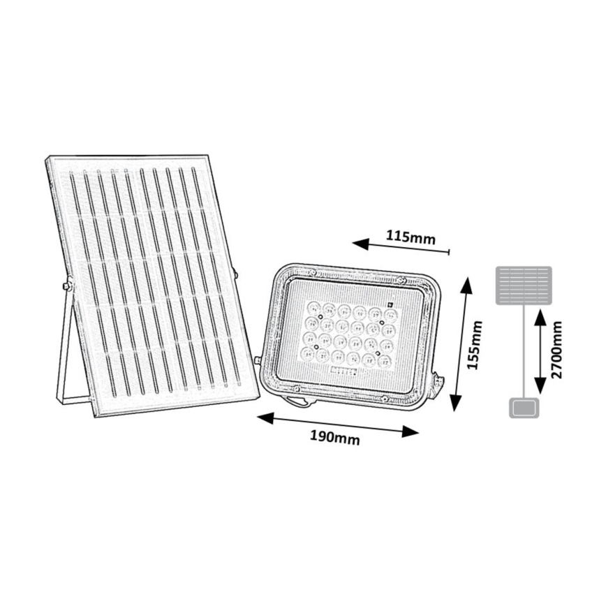 Rabalux - LED Päikesepaneel prožektor LED/6,5W/3,2V 3000/4000/6500K 1000mAh IP65