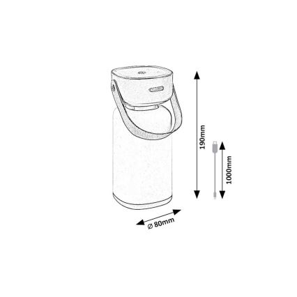Rabalux - LED Väli hämardatav puutetundlik laetav laualamp LED/3W/5V IP44 pruun