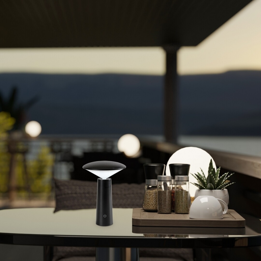 Rabalux - LED Hämardatav laetav puutetundlik laualamp POLPERRO LED/3W/3,7V 1200mAh must