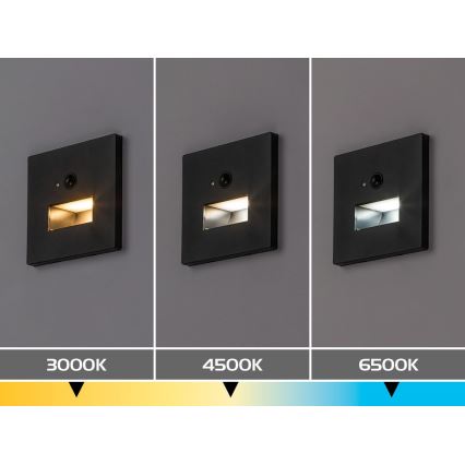 Rabalux - LED-trepivalgusti liikumis- ja hämarusanduriga LED/1W/230V 3000/4500/6500K must