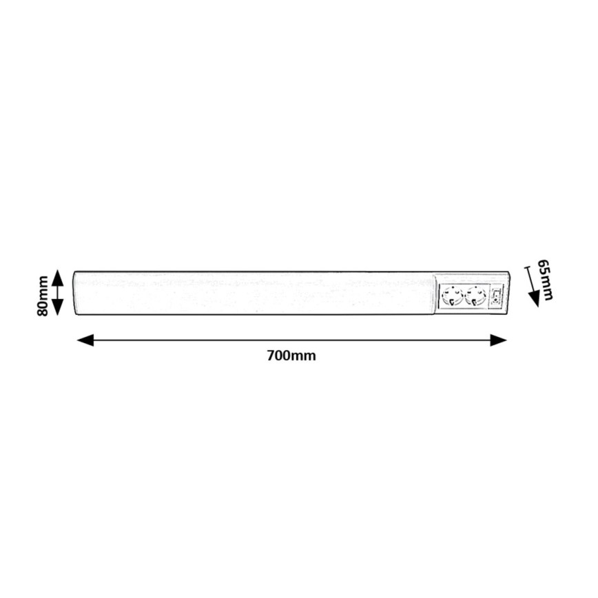 Rabalux - LED Kapialune valgusti kööki kahe pistikupesaga LED/15W/230V 4000K 70 cm valge