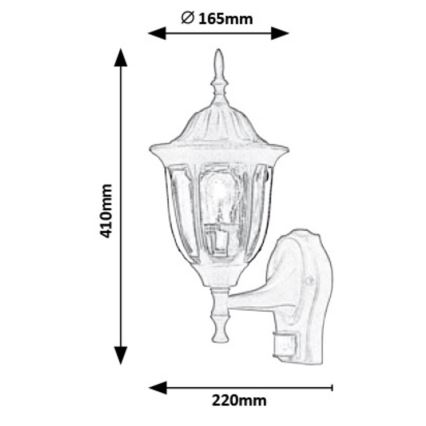 Rabalux 7837 – Anduriga välivalgusti seinale MILANO 1×E27/60W/230V IP43 must