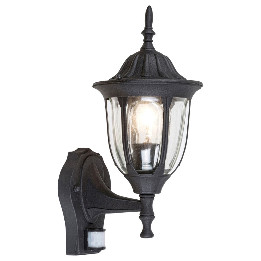 Rabalux - Välisseinale mõeldud seinavalgusti anduriga 1xE27/60W/230V IP43 must