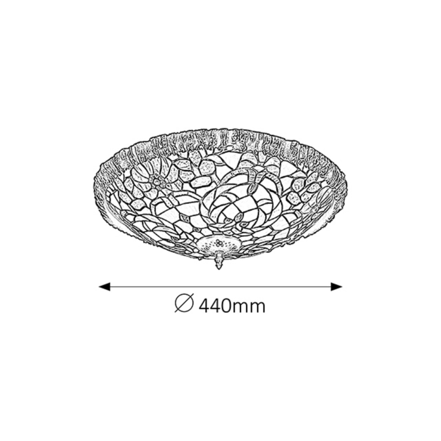 Rabalux - Tiffany-vitraažiga laelamp 2xE27/60W/230V, läbimõõt 44 cm