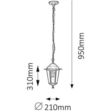 Rabalux 8208 - välis-rippvalgusti VELENCE 1xE27/60W/230V