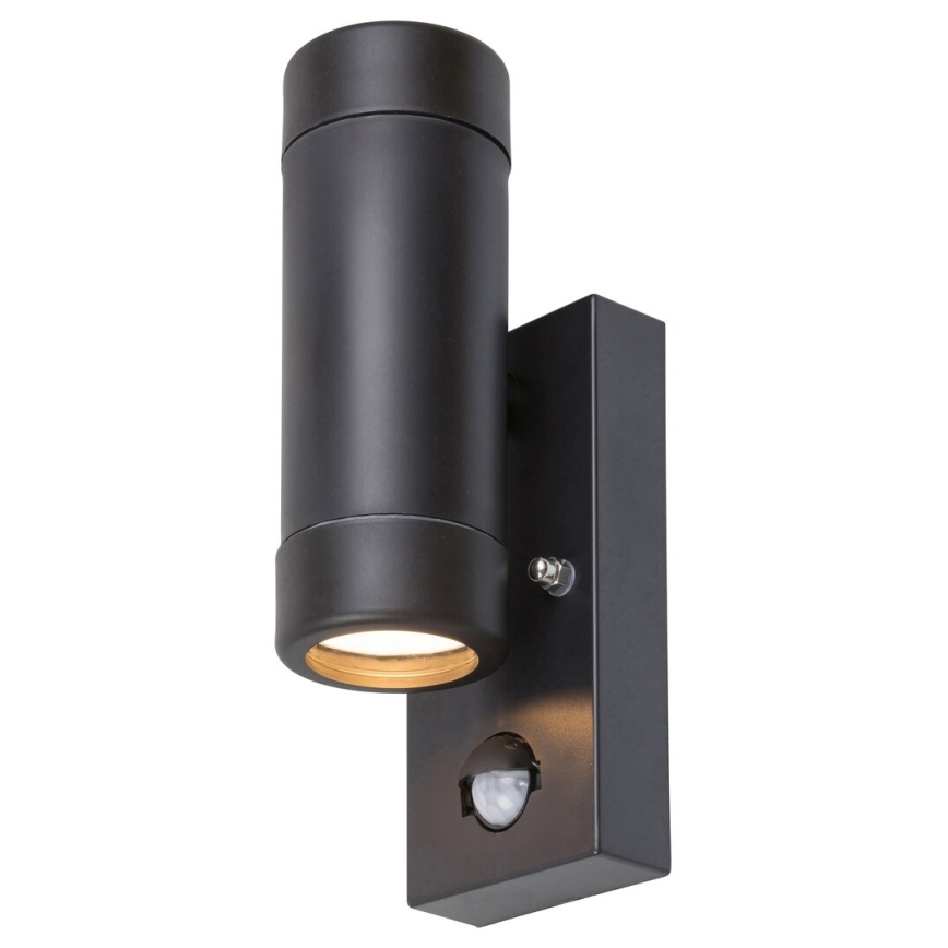 Rabalux - Seinale paigaldatav välisvalgusti anduriga 2xGU10/10W/230V must IP44