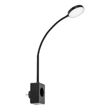 Rabalux - hämardatav LED-seinavalgusti LED/4W/230V USB-pordiga pistikuga, must