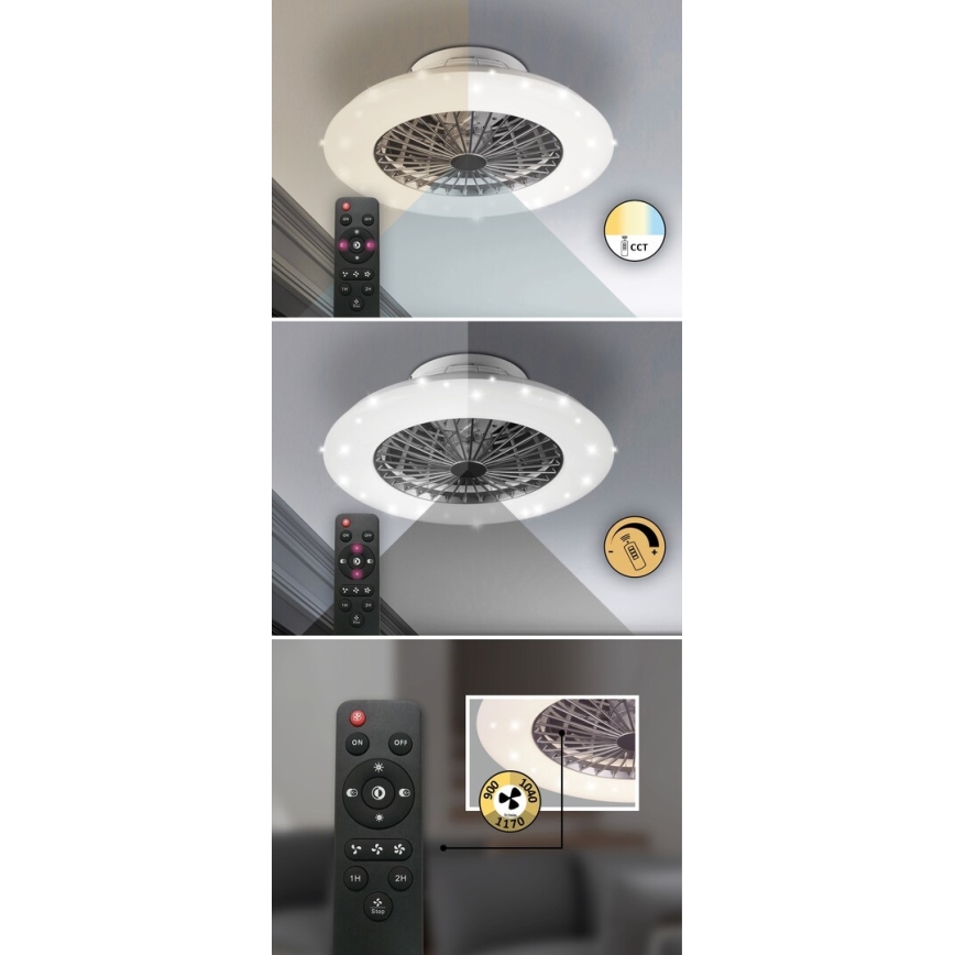 Rabalux - LED Hämardatav laevalgusti ventilaatoriga LED/30W/230V 3000-6500K + pult