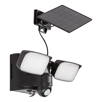 Rabalux - LED painduv päikeseenergia seinavalgusti anduri ja välise paneeliga 2xLED/5W/3,7V IP54 must 600 mAh