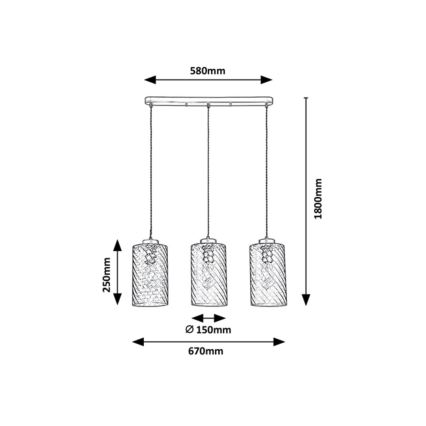 Rabalux - Lühter 3xE27/40W/230V