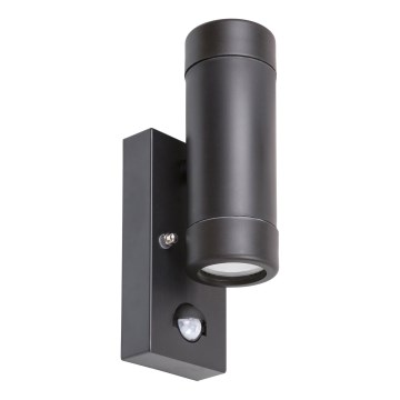 Rabalux - Seinale paigaldatav välisvalgusti anduriga 2xGU10/10W/230V must IP44