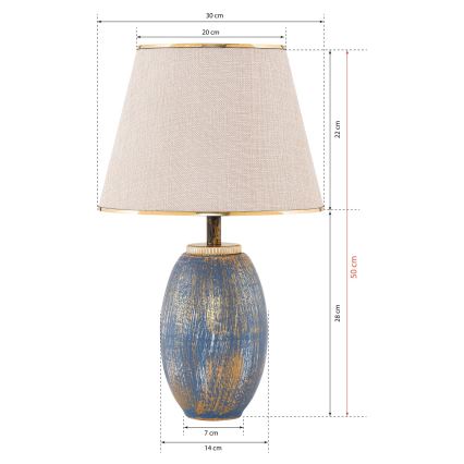 Rämzese laualamp 1xE27/40W/230V kreemjas/sinine