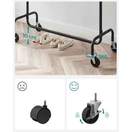 Ratastel vabaltseisev riidepuu LINEA must