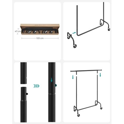 Ratastel vabaltseisev riidepuu LINEA must