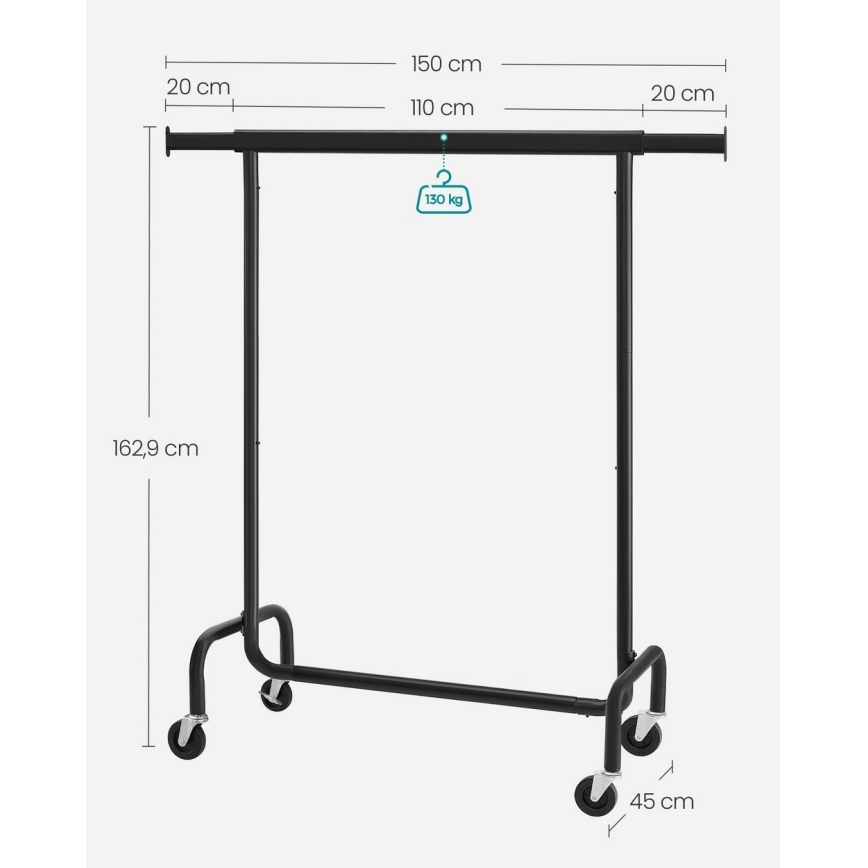 Ratastel vabaltseisev riidepuu LINEA must