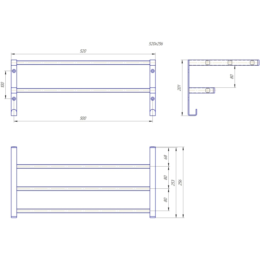 Rätikuhoidja vannitoa radiaatorile HF SHEFFIELD 52x25,6 cm must