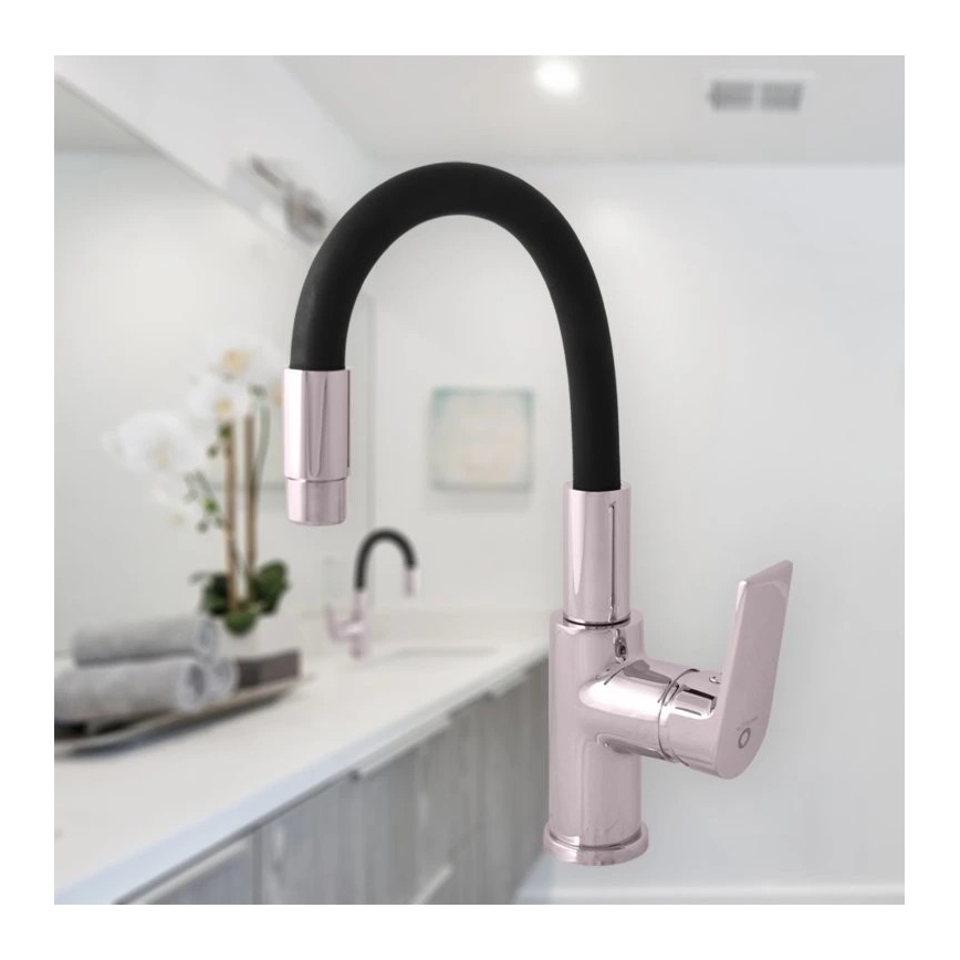 RAV Slezák CO119.0/15 - Köögisegisti painduva voolikuga COLORADO 25 cm must/läikiv kroom