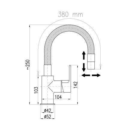 RAV Slezák CO119.0/15 - Köögisegisti painduva voolikuga COLORADO 25 cm must/läikiv kroom